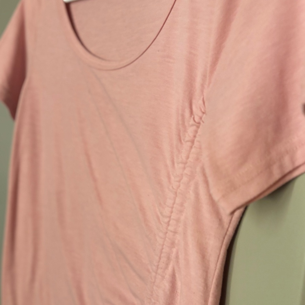 Pink Ruched Maternity Scoop Neck Tee - Picture 3 of 7